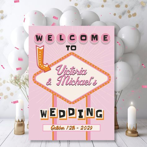 Las Vegas Wedding Mod Retro Welcome Sign Vegas Theme Wedding, Las Vegas Party Invitations, Las Vegas Wedding Invitations, Las Vegas Party, Vegas Theme, Vegas Party, Las Vegas Wedding, Las Vegas Weddings, Vegas Wedding