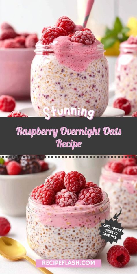 Start your day right with this delicious Raspberry Overnight Oats Recipe! Packed with fresh raspberries, creamy yogurt, and hearty oats, it's a nutritious and satisfying breakfast. Perfect for meal prep, these overnight oats are easy to make and full of flavor. Enjoy a healthy morning treat every day! Quick Nutritious Breakfast, Raspberry Overnight Oats, Chia Pudding Recipes Healthy, Overnight Oats With Yogurt, Oat Recipes Healthy, Creamy Yogurt, Banana Overnight Oats, Overnight Oats Recipe Healthy, Baked Dinner