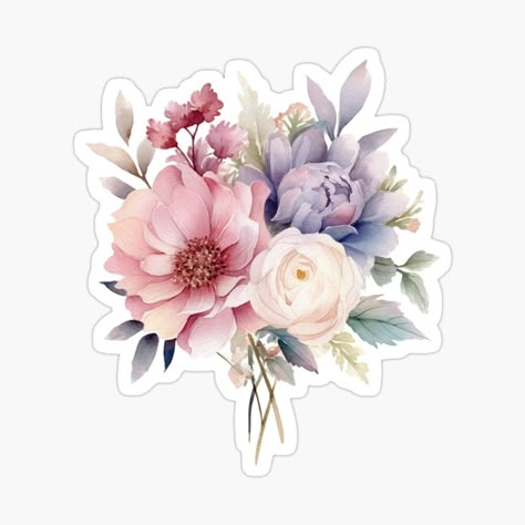 Flower Bouquet Sticker, Agenda Stickers, Cricut Stickers, Cute Printables, Wallpaper Notebook, Book Cover Diy, Sticker Design Inspiration, Happy Stickers, Ipad Planner