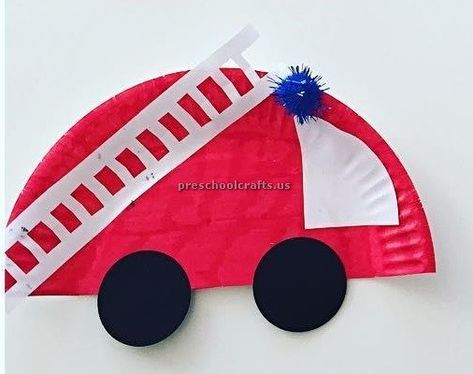 firetruck - fire engine craft ideas for preschooler and kindergartner Fire Engine Craft, Preschool Transportation Crafts, Fire Safety Preschool Crafts, Fireman Crafts, Fire Safety Crafts, Fire Truck Craft, Community Helpers Preschool Crafts, Community Helpers Crafts, Fire Safety Preschool