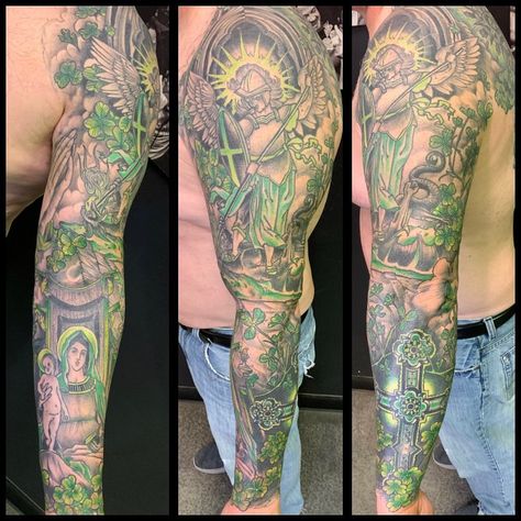 Finished up Alex’s Irish catholic themed sleeve today at world famous @sacredhandtattoo thanks Alex I had a blast... Forearm Tattoo Men Sleeve, Tattoo Men Sleeve, Irish Theme, Irish Catholic, Theme Tattoo, Top Tattoos, Forearm Tattoo Men, Forearm Tattoo, Having A Blast