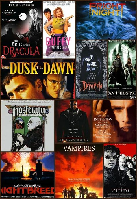 Vampire movies  Photo courtesy: Hooked on movies (Facebook) Vampire Tv Shows, Vampire Movies List, Best Vampire Movies, Movies Photo, Vampire Movies, Gothic Vampire, Dusk Till Dawn, Movie List, Vampire Slayer