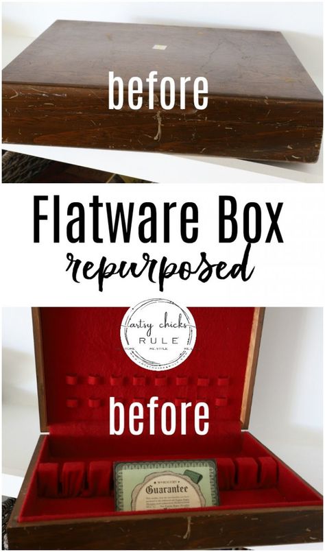 Old Flatware Box REPURPOSED To Keepsake Box!! Simple!! artsychicksrule.com #flatwarebox #silverwarebox #repurposedprojects #repurposedflatwarebox Silverware Chest Makeover, Old Silverware Box Ideas, Repurposed Silverware Chest, Silverware Boxes Repurposed, Silverware Boxes Upcycle, Silverware Box Makeover, Flatware Box Repurposed, Repurpose Silverware Boxes, Cutlery Box Upcycle