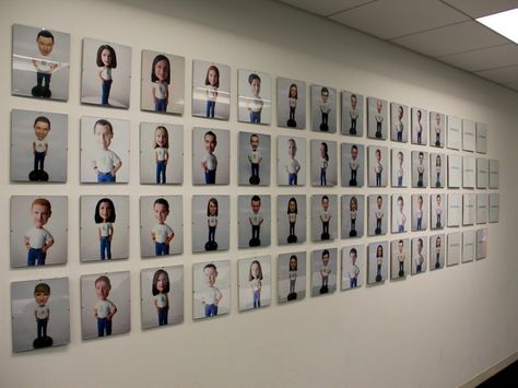 Google Office, Social Media Marketer, Office Wall Design, Graphic Portfolio, Bobble Heads, Interactive Walls, Office Team, Wall Of Fame, New Office