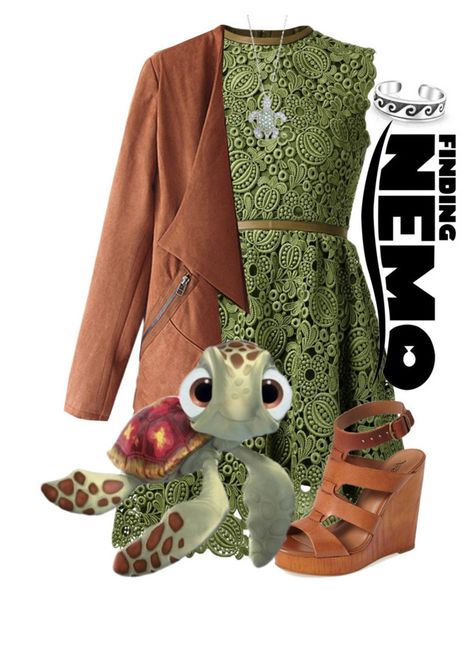 "Squirt/Turtles Finding Nemo" by micuwinter ❤ liked on Polyvore featuring Bling Jewelry, Valentino, Lucky Brand, La Preciosa and Disney Finding Nemo Disneybound, Pixar Disneybound, Finding Nemo Costume Diy, Finding Nemo Outfit, Nemo Outfit, Walt Disney World Outfits, Finding Nemo Costume, Nemo Costume, Disneybound Ideas