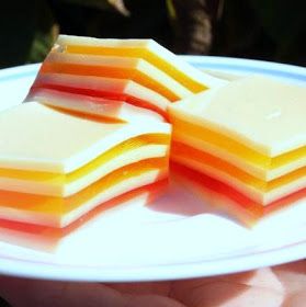 Miss Mochi's Adventures: Thanksgiving Layered Jello Thanksgiving Jello Salad, Thanksgiving Jello, Layered Jello Recipe, Water With Fruit, Mochi Recipes, Mango And Strawberry, Mold Recipes, Orange Jello Salads, Jello Mold Recipes