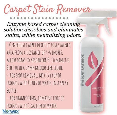 Carpet Stain Remover, Norwex Party, Norwex Cleaning, Carpet Stain, Chemical Free Cleaning, Carpet Cleaning Solution, Cleaner Recipes, Natural Cleaners, Carpet Stains