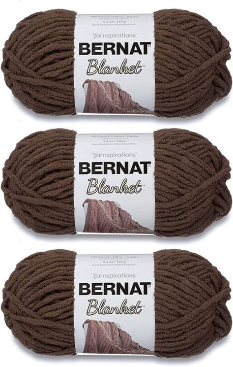 Bernat Blanket Taupe Yarn - 3 Pack of 150g/5.3oz - Polyester - 6 Super Bulky - 108 Yards - Knitting/Crochet Needle Crochet, Bernat Baby Blanket Yarn, Brown Yarn, Bernat Yarn, Bernat Blanket, Ombre Yarn, Bernat Blanket Yarn, Chenille Yarn, Knitting Gauge