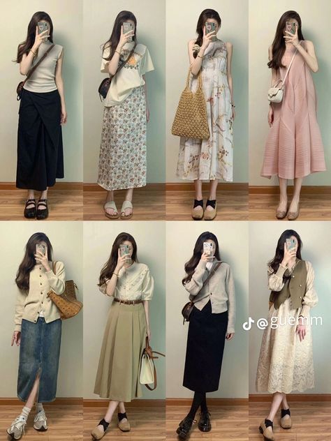 Skirt Outfit Korean, Japan Autumn Outfit, Spring Casual Outfits, Korean Spring Outfits, Korean Ootd, Japan Autumn, Ootd Korean Style, Ootd Korean, Simple Casual Outfits