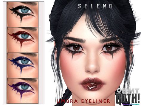 Tradgoth Sims 4 Cc, Goth Eyeshadow, Sims 4 Cc Goth, Sims Makeup, Trad Goth Makeup, Makeup Cc, Pelo Sims, Gothic Hairstyles, Alt Makeup