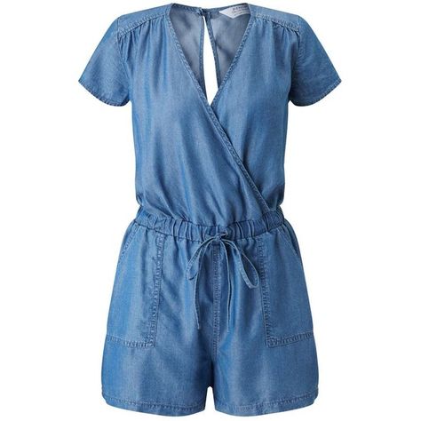 Miss Selfridge Supersoft Denim Wrap Playsuit ($26) ❤ liked on Polyvore featuring jumpsuits, rompers, playsuit, mid wash denim, miss selfridge, playsuit romper, blue romper, denim rompers and denim romper Lover Style, Romper Outfits, Wrap Playsuit, Teenage Clothes, Fashion Upcycle, Denim Playsuit, Combi Short, Jumpsuit Outfits, Wrap Jumpsuit