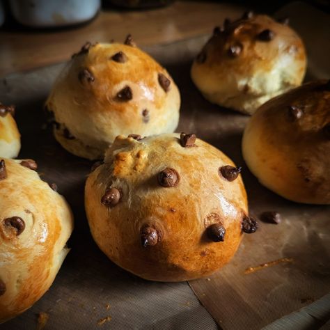 How To Make Chocolate Chip Breakfast Brioche Buns! Breakfast Brioche, Chocolate Chip Breakfast, Apple Cinnamon Loaf, Oats Breakfast, Types Of Bread, Brioche Buns, Savory Breakfast, Mini Chocolate Chips, Dinner Rolls