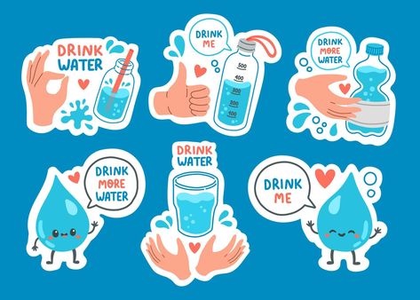 Hydrate Illustration, Water Sticker, Safe Drinking Water Poster, Aesthetic Drink Stickers, Drink Water Sticker, Drink Your Water Sticker, Stay Hydrated Sticker, Drink More Water Sticker, Notebook Labels