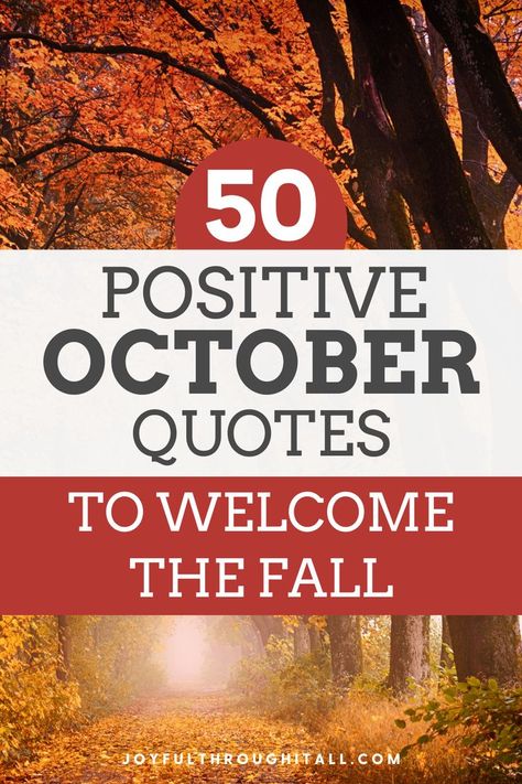 Inspirational October quotes to welcome fall October Quotes Inspirational, Quotes For October, Fall Greetings, Welcome Quotes, October Quotes, Need A Laugh, Bright Quotes, Monthly Quotes, Funny Fall