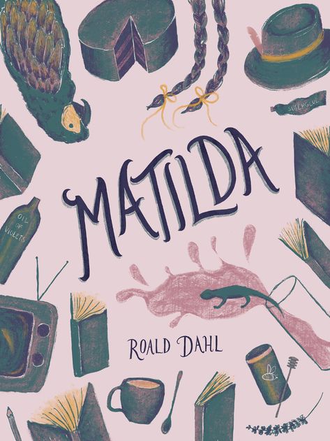 Matilda Book, Book Cover Redesign, Love Hand Lettering, Matilda Roald Dahl, Roald Dahl Books, Alice In Wonderland Book, Favorite Childhood Books, Broadway Show, Typography Illustration