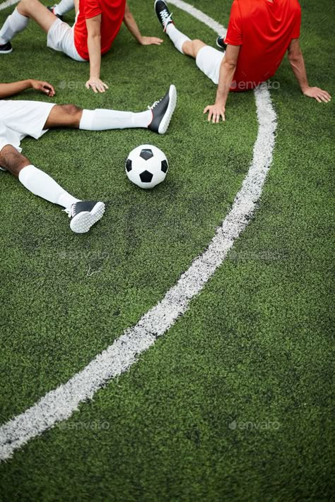 Rest on football field by Pressmaster. Group of tired or restful football players having break on green field before new game #Affiliate #Pressmaster, #Group, #field, #Rest Soccer Field Photoshoot, Soccer Photoshoot Ideas, Lovesick Aesthetic, Grassroots Football, Soccer Shoot, Football Event, Football Celebrations, Football Aesthetic, Football Academy