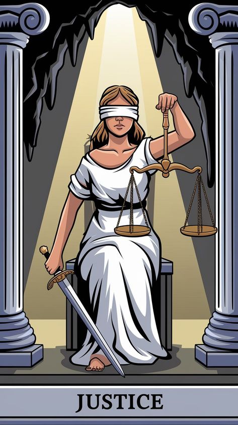 Justice Tarot Card Meaning and Its Connection to Libra Justice Tarot Card Meaning, Justice Tarot Card, Justice Tarot, Love Spiritual, Tarot Card Meanings, The Justice, Yes Or No, Tarot Card, Tarot Reading