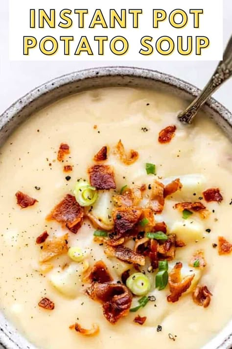 Obsessed with your Instant Pot and want to make delicious creamy soup to warm up your winter? Try this easy Instant Pot Potato soup recipe and watch your friends and family devour it! Best Potato Soup Recipe Ever, Instant Potato Soup, Instant Pot Loaded Potato Soup, Best Potato Soup Recipe, Instant Pot Potato Soup, The Best Potato Soup, Bacon Soup Recipes, Homemade Potato Soup, Potato Bacon Soup