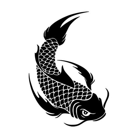 Koi Fish Cricut, Koi Black And White, Koi Fish Logo, Koi Fish Vector, Japan Artwork, Yin Yang Koi, Koi Tattoo Design, Coy Fish, Koi Fish Designs