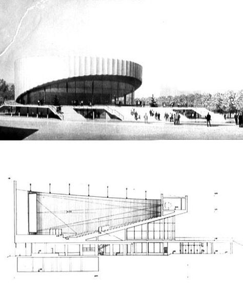 Auditorium Design, Circular Buildings, Theater Architecture, Graphic Design Cards, Architecture Design Sketch, Architecture Model House, Architecture Concept Drawings, Architecture Design Concept, Architectural Drawing