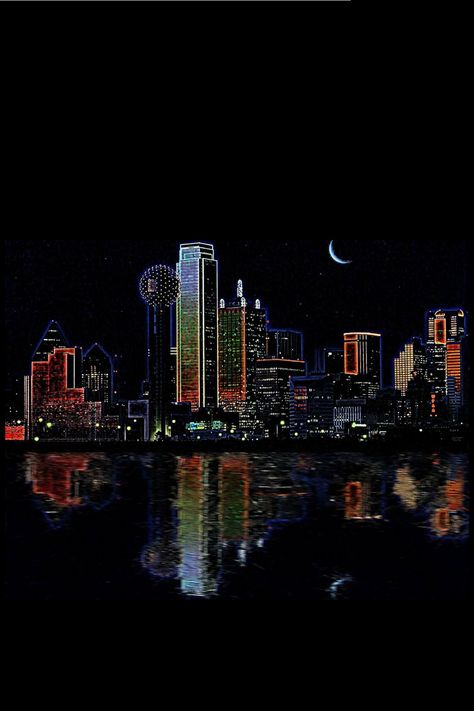 CityOfLights Wallpaper Iphone Retro, Trendy Wallpaper Iphone, Dallas Texas Skyline, Good Morning Posters, Dallas Skyline, Amoled Wallpapers, Skyline Painting, Vision Board Photos, Dark Phone Wallpapers