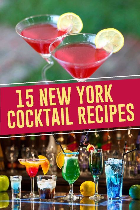 Looking to learn how to make drinks at home? Now you can see how to make some of the most popular New York cocktails! These classic New York cocktails encompass the city that never sleeps in origin or personality — or both. Because these drinks have unique stories, flavor profiles and histories all their own, sipping them maps out a mixologist’s journey through this one-of-a-kind city. New York Cocktails, Make Drinks At Home, Easy Vodka Drinks, Nyc Cocktails, Holiday Vodka Cocktails, Tequila Cocktails Recipes, Cocktails With Tequila, New York Theme Party, Summer Drink Ideas