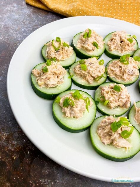 Sweet Potato Appetizers, Tuna Cucumber, Cucumber Snacks, Glazed Sweet Potatoes, Potato Appetizers, Healthy Appetizer, Cucumber Bites, No Carb Recipes, Spicy Tuna