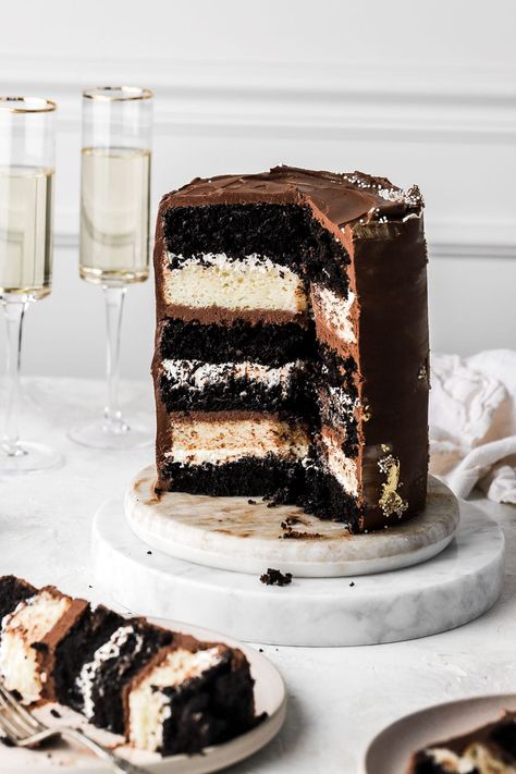 Tuxedo Cake - Baran Bakery Tuxedo Cake Recipe, Costco Cake, Tuxedo Cake, Nursing Cake, Save On Foods, Torte Cupcake, Specialty Cakes, Cake Flavors, Bakery Cakes