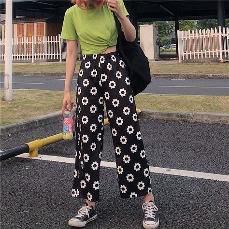 Material: CottonClosure Type: Elastic Waist Length: 95cm/37.4in Waist: 73cm/28.7in Hips: 108cm/42.5in Thrift Bundle, Flower Pants, Trousers Casual, Fun Pants, Trendy Outfit, Style Clothes, Baby Pants, Women Pants, Printed Pants