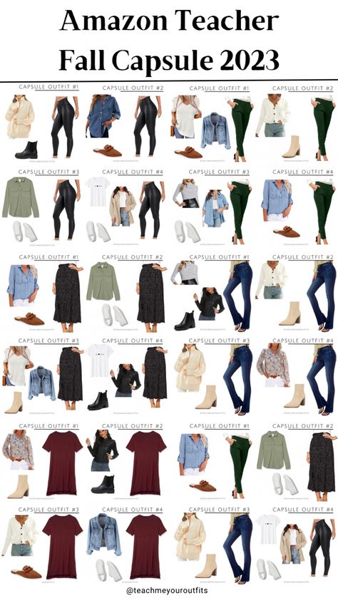 Fall tracher capsule. Fall teacher outfits featuring 20 basic items like faux leather leggings, chambray, chelsea boots and more. Create over 50 teacher outfits with these versatile staple items all from amazon and linked on my blog. Mix and match these pieces for endless outfits! Teacher Legging Outfits, Winter Teacher Outfits Elementary, Professional Teacher Outfits Elementary, Teacher Dress Outfits, Prek Teacher Outfits, Outfit Ideas For Teachers, Teacher Outfits Winter, Chelsea Boot Outfits Women, Amazon Teacher Outfits