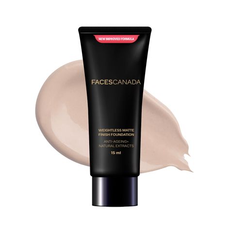 FACES CANADA Weightless Matte Finish Foundation - Natural, 15ml | Lightweight | Natural Finish | Anti-Ageing | Non-Clog Pores | Enriched With Olive Seed Oil, Grape Extract, Shea Butter Visit the FACESCANADA Store 3.7 out of 5 stars 3,170 ratings 200+ bought in past month -25% ₹149 Colour Correction, Natural Foundation, Face Face, Too Faced Foundation, Anti Ageing, Clogged Pores, Skin Cream, Uneven Skin Tone, Natural Glow