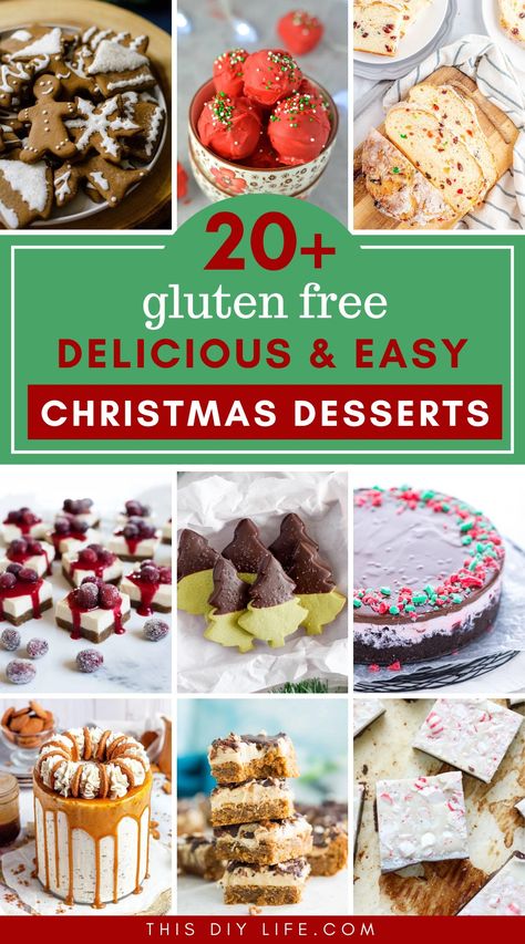 These Gluten Free Christmas Desserts are just as delicious and beautiful as any traditional holiday recipe - and have the bonus of making sure our friends and family with Celiac or gluten sensitivities feel cared for. Included are: Gluten-free Christmas Cheesecake Recipes, Gluten-free Christmas Cookies, Gluten-free Holiday Cake Recipes and Gluten Free Christmas Squares & Tarts. Gluten Free Christmas Cracker Toffee, Gluten Free Turtle Cookies, Gluten Free Cookie Exchange Recipes, Christmas Snack Ideas Gluten Free, Dairy And Gluten Free Christmas Desserts, Gluten Free Russian Recipes, Christmas Desserts Gluten And Dairy Free, Gluten Free Holiday Desserts Christmas, Easy Gluten Free Desserts Christmas