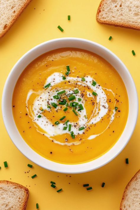 Rich Butternut Squash Soup with Greek Yogurt Soup With Greek Yogurt, Soup Lovers, Butternut Squash Soup, Squash Soup, Winter Squash, Spanish Onion, Butternut Squash, Greek Yogurt, Yogurt