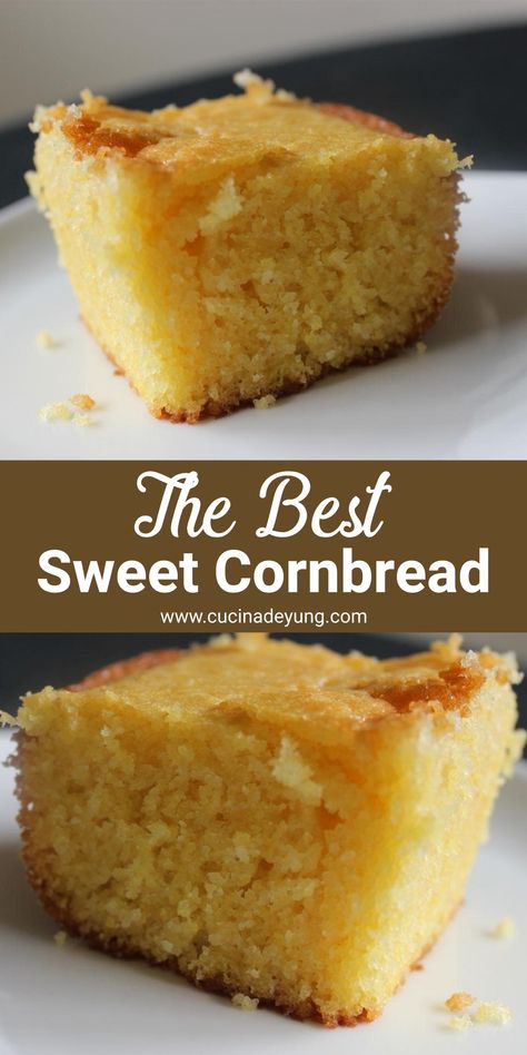 The Best Sweet Cornbread Recipe – CucinaDeYung Best Ever Cornbread Recipe, Sweet Yellow Cornbread Recipe, Cakey Cornbread Recipe, Crumbled Cornbread Recipes, Light And Fluffy Cornbread, Dense Cornbread Recipe, Cornbread Recipe With Corn Flour, Copycat Boston Market Cornbread, Easy Sweet Cornbread Recipe Jiffy