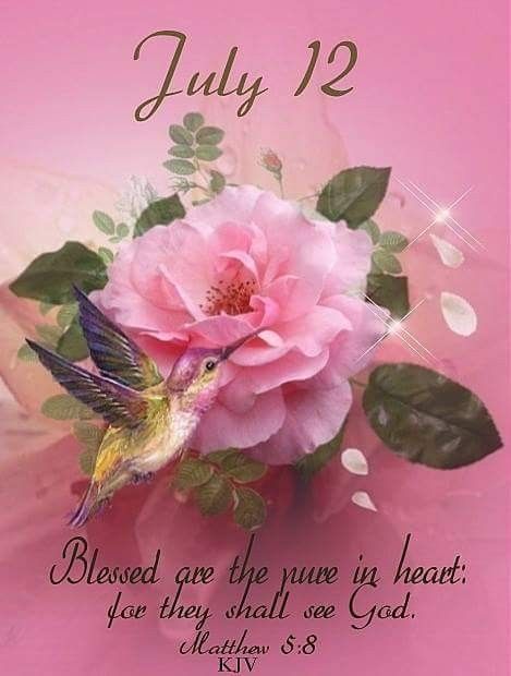 #13976 #July12 2019 #Matthew5v8 KJV #DailyBlessing  www.facebook.com/Judiann.F July Blessings, December Scriptures, Happy Teddy Day Images, Words Of Faith, March Quotes, July Calendar, Purple Flowers Wallpaper, Daily Blessings, Matthew 5