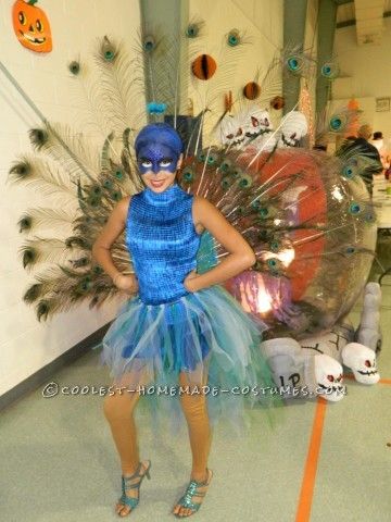 The Most Beautiful Peacock Costume Animal Costumes Women, Skin Colored Leggings, Peacock Costume Diy, Peacock Halloween Costume, Peacock Halloween, Halloween Costumes 2014, Peacock Costume, Diy Costumes Women, Easy Diy Costumes