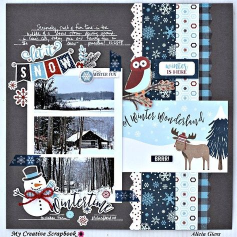 Winter Scrapbook Layouts, Winter Scrapbook, Scrapbooking Layouts Travel, Winter Scrapbooking, Christmas Scrapbook Pages, Scrapbook Design Layout, Christmas Scrapbook Layouts, Love Scrapbook, Baby Boy Scrapbook