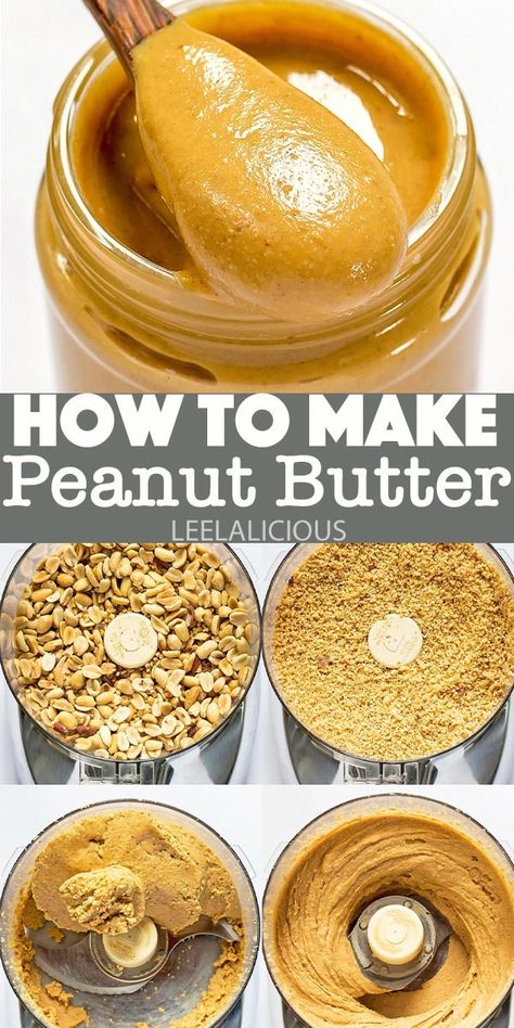 How to Make Homemade Peanut Butter » LeelaLicious Vitamix Peanut Butter, Peanut Butter Recipes Easy, Butter Recipes Homemade, Homemade Nut Butter, Making Peanut Butter, Chunky Peanut Butter, Peanut Butter Honey, Homemade Peanut Butter, Healthy Peanut Butter