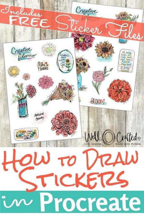 How To Draw Cute Stickers, How To Create Digital Stickers, How To Design Stickers, Sticker Ideas Design, Stickers On Procreate, Stickers In Procreate, Cricut Draw, Procreate Classes, Tumbler Cricut