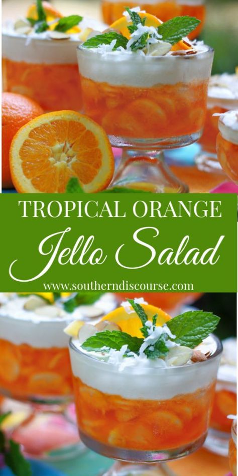 Congealed Salads, Orange Jello Salad, Jello Ideas, Fluff Recipes, Orange Jello Salads, Southern Discourse, Jello Salads, Orange Jello, Layered Dessert