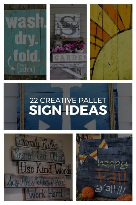 Projects22 Artistic & Creative DIY Pallet Sign Ideas. #diy #project #signs Pallet Sign Ideas, Pallet Signs Diy, Pallet Projects Easy, Woodworking Jobs, Used Pallets, Floor Cabinet, The Saw, Recycled Pallets, Pallets Garden