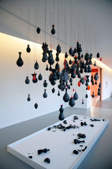 Jeanne Quinn | Jeanne Quinn: Ceramic In(ter)ventions Balloon Installation Art, Ceramic Art Installation, Ceramic Installation, Black Vases, Contemporary Art Installation, 50 Balloons, Assistant Professor, Sculptures Céramiques, Black Porcelain