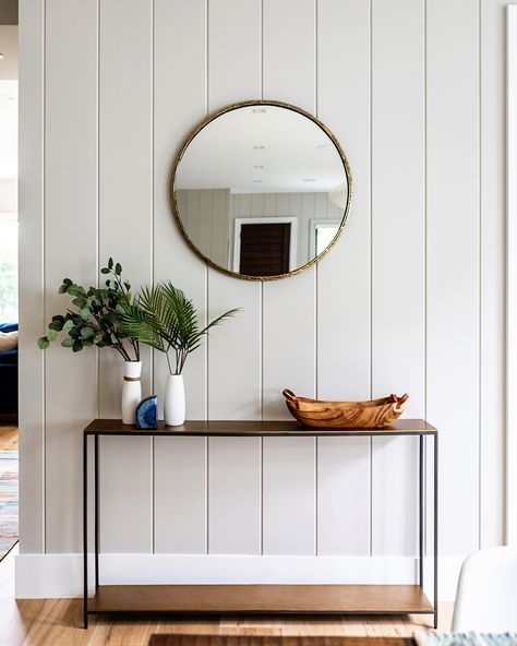 Ship Lapped Walls, Gray Shiplap Wall, Coastal Accent Wall, Shiplap Hallway, Shiplap Living Room, Gray Shiplap, Shiplap Paneling, Vertical Shiplap, Ship Lap