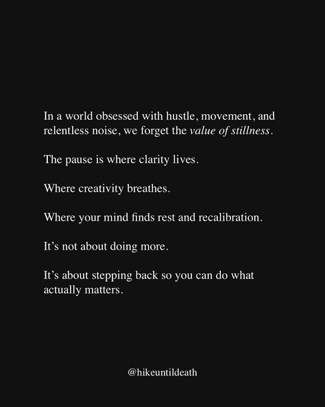 Ever feel like life is moving too fast for you to catch up? That’s the signal to stop, breathe, and reset. The pause isn’t about losing momentum. It’s about reclaiming control. It’s where the best ideas, calmest decisions, and clearest paths are born. Hustle will always be demanded of you. But your peace? That’s on you to protect. Take a moment. Pause. Then move forward with purpose. 🏷️ #nature #hiking #walking #getoutside #getoutdoors Moving Too Fast, The Pause, Nature Hiking, Get Outdoors, Move Forward, Get Outside, Best Ideas, Moving Forward, Always Be