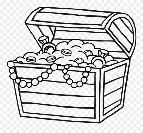 Cartoon Treasure Chest, Treasure Chest Clipart, Pirate Coloring Pages, Pirate Crafts, Pirate Treasure Chest, Pirate Treasure, Cartoon Coloring Pages, Drawing Templates, Outline Drawings