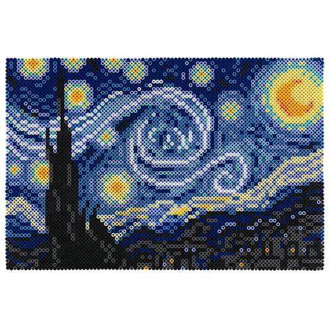 Art Cross Stitch, Stitch Diy, Easy Perler Bead Patterns, Makramee Diy, The Starry Night, Hama Beads Patterns, Beads Pictures, Diy Perler Beads, Starry Night Van Gogh