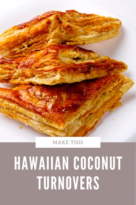 This is how Saint-Germain Bakery creates the coconut filling.  #hawaii #food #eats #recipe #coconut #turnover #baking Coconut Turnovers, Coconut Pastries, Coconut Turnover Recipes, Coconut Filling, Hawaiian Food Recipes, Rosette Cookies, Coconut Roll, Coconut Tart, Plain Cookies