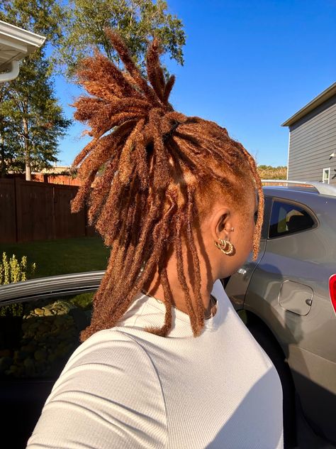 Ombre Brown Locs, Dark Orange Locs, Color 30 Locs, Golden Brown Locs, Copper Brown Locs, Honey Brown Dreads, Honey Blonde Locs Black Women, Light Brown Locs, Ginger Locs Black Women