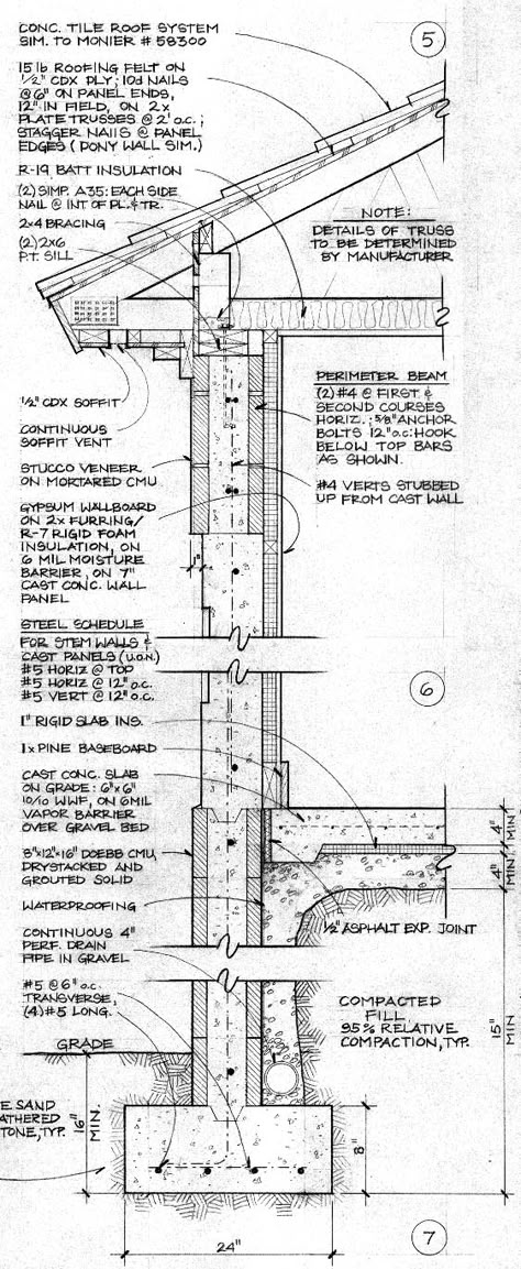 Section Detail Architecture, Wall Section Detail Architecture, Construction Details Architecture, Section Detail, Wall Section Detail, Wall Section, Architecture Foundation, Construction Documents, Architecture Sketchbook