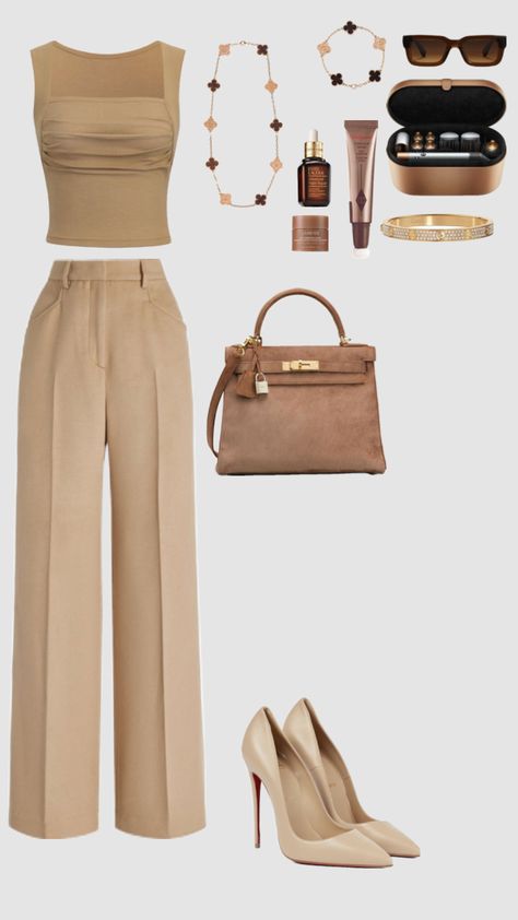 Class Fits, Chique Outfit, Beige Outfit, Stylish Work Attire, Effortlessly Chic Outfits, Business Casual Outfits For Work, Everyday Fashion Outfits, Neue Outfits, Elegante Casual